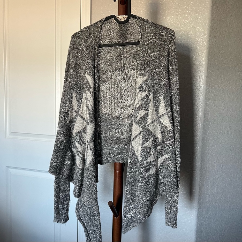 W Grey Hollister Draped Geometric Cardigan Tunic Size XS/S |D44